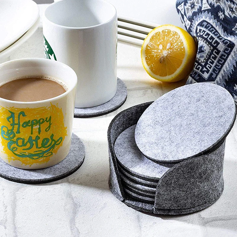 【10Pcs/set Round Felt Coasters Dining Table Protector Heat-resistant Coasters Coffee Tea Hot Drink Cup Placemats】