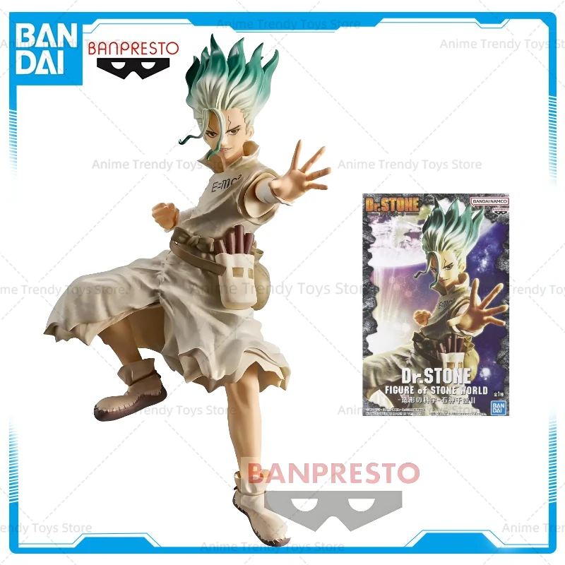 Original BANPRESTO In Stock FIGURE of STONE WORLD Ishigami Senku 15CM Character Model Toy Collection Gifts WY