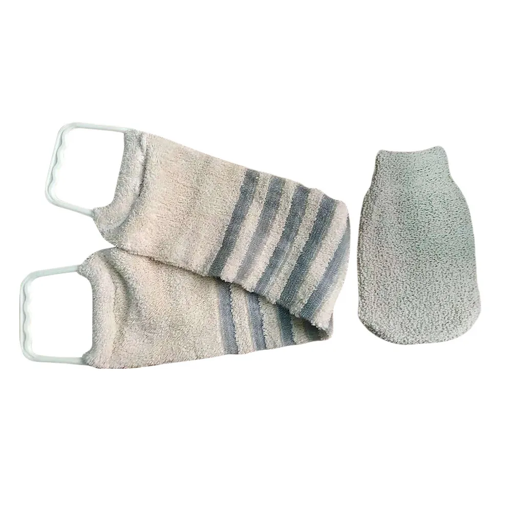 2Pcs Body Scrub Glove Set Double Sided Exfoliating Towel Spa Bath Tool for Deep Cleansing Dead Skin Removal Gentle on Skin
