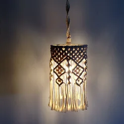 Paralume intrecciato a mano bohemien Macrame lampada a sospensione a parete camera caffè ristorante decorazione paralume arazzo WF1027