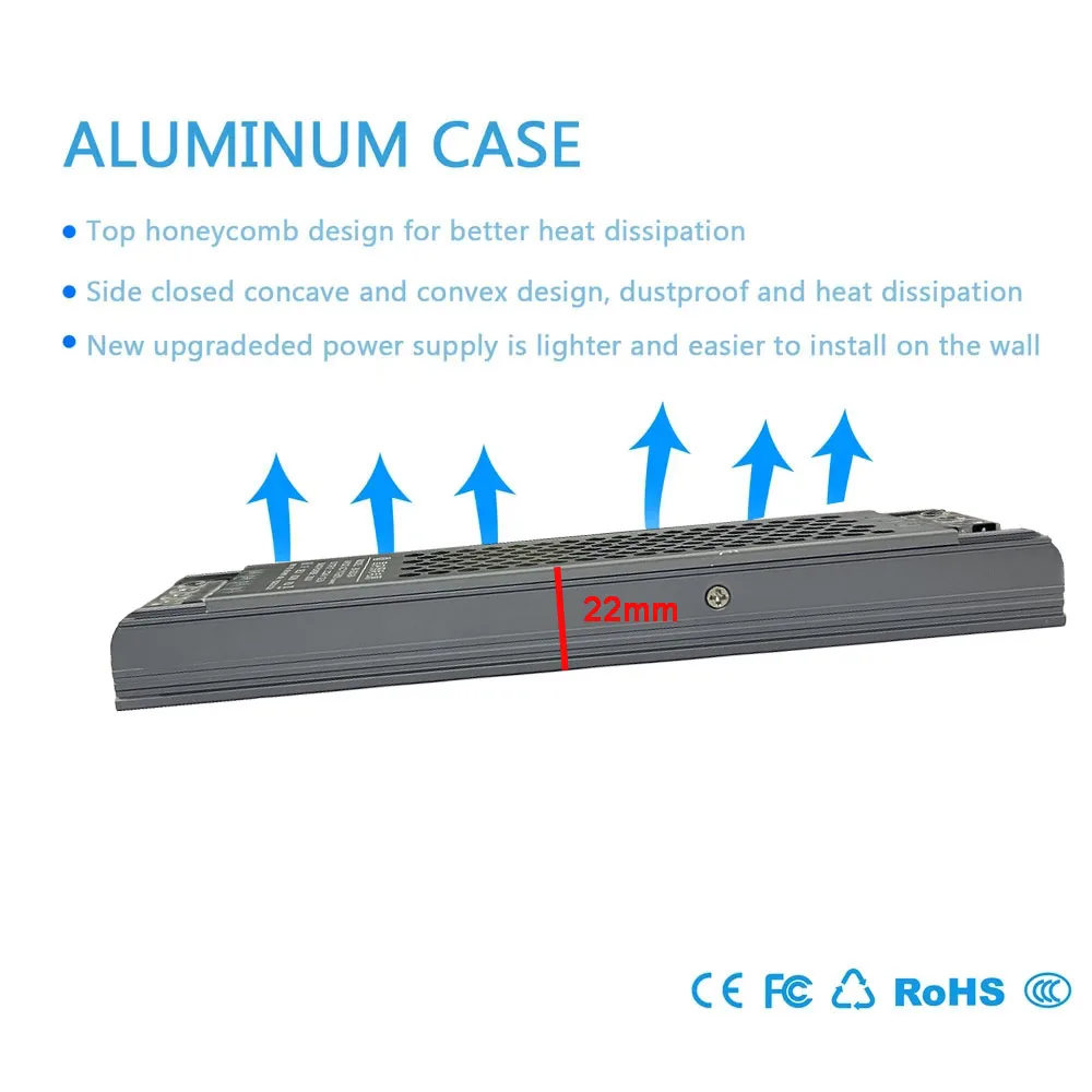 Ultra-thin Switching power supply transformer AC-DC LED power supply 110V 220V to 12V 24V 48V 60W 100W 300W for LED Strip Light