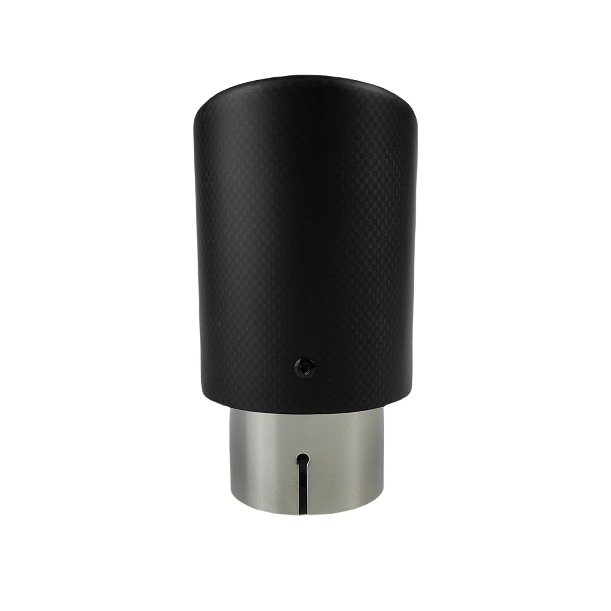 Car Matte Carbon Fiber Muffler Tip Exhaust System Pipe Mufflers Nozzle Universal Crimping Stainless steel Silver
