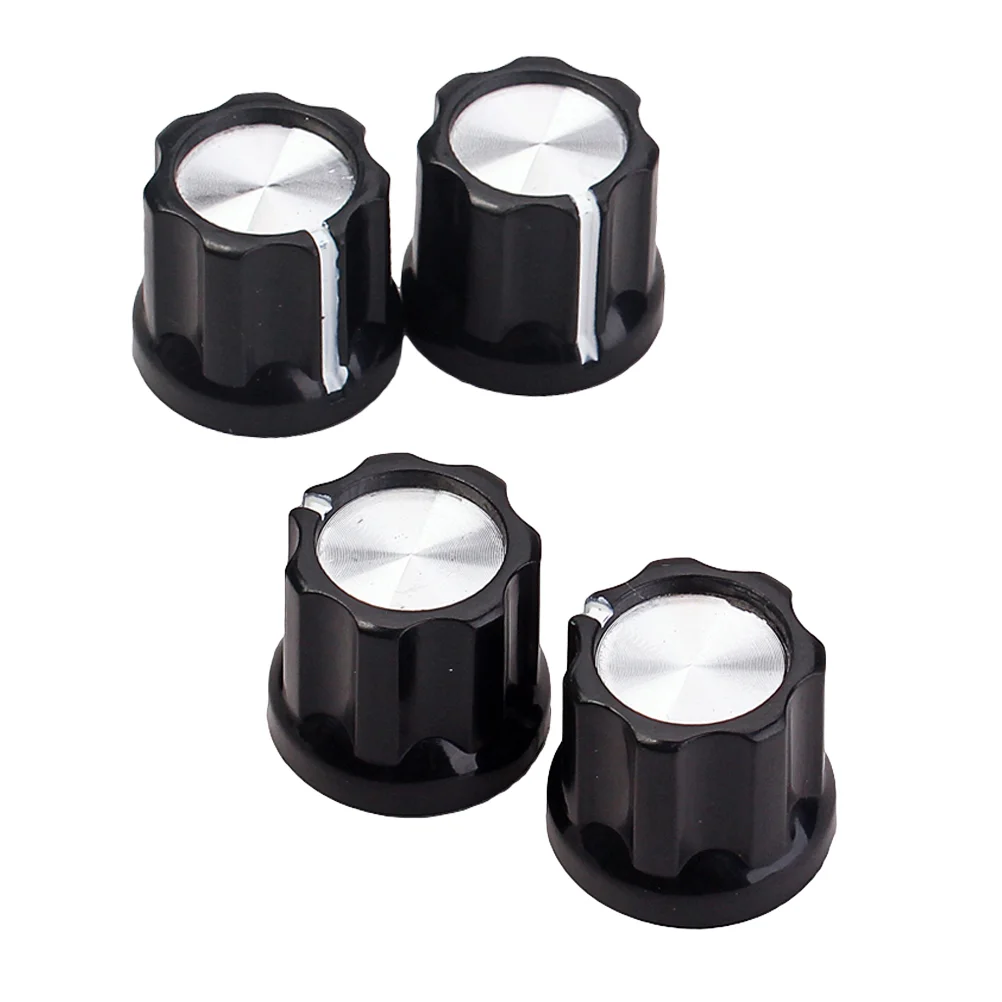 4pcs Black Silver Guitar Bass Amp Knob Buttons D-type Shaft Pot Knobs (Black) Guitar Amp Knob D-type Shaft Amp Knob