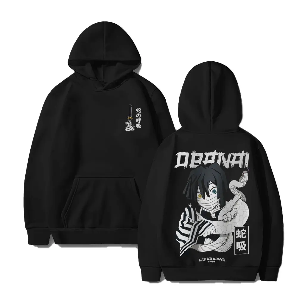Kimetsu No Yaiba Obanai Iguro Sudadera con capucha hombres mujeres 2026 Anime impreso sudadera Unisex Casual ropa de calle Cosplay chaqueta con capucha Y2k