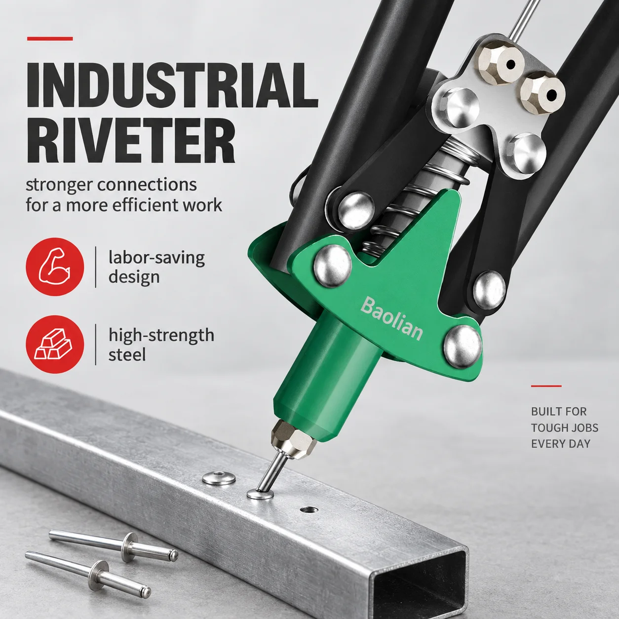 Manual Electric Riveting Machine Without Battery Nailer Gun Heavy Duty With Bag Set of Heads Tool for Metal Plastic and Leather