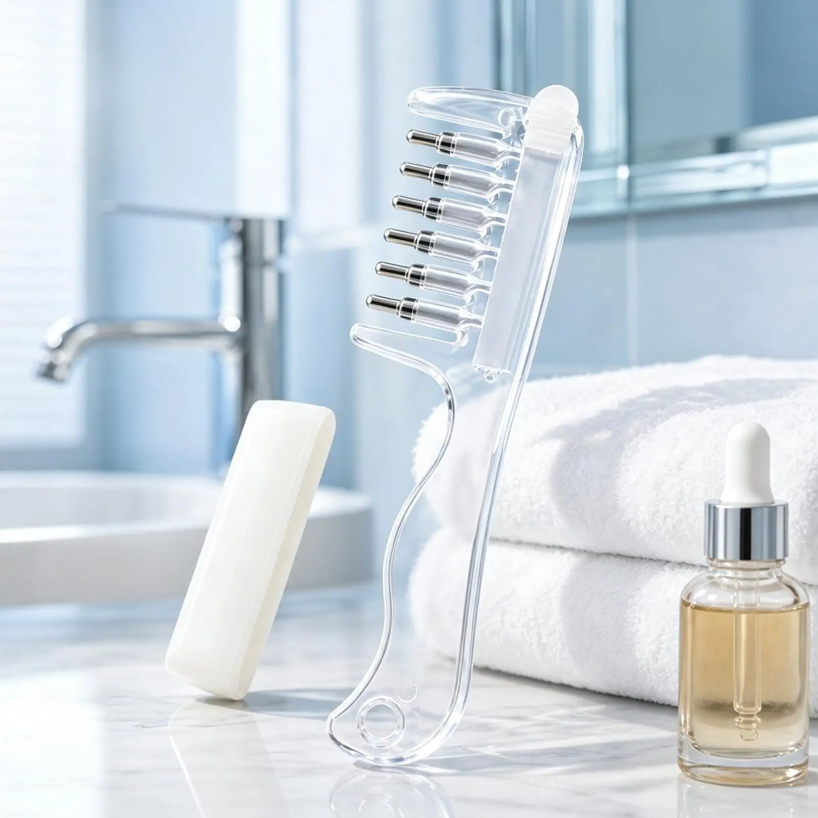 Transparent Hair Root Comb Liquid Guide Applicator Scalp Massage Comb Hair Oil Serum Brush Anti-Leak Hair Care Tool Liquid