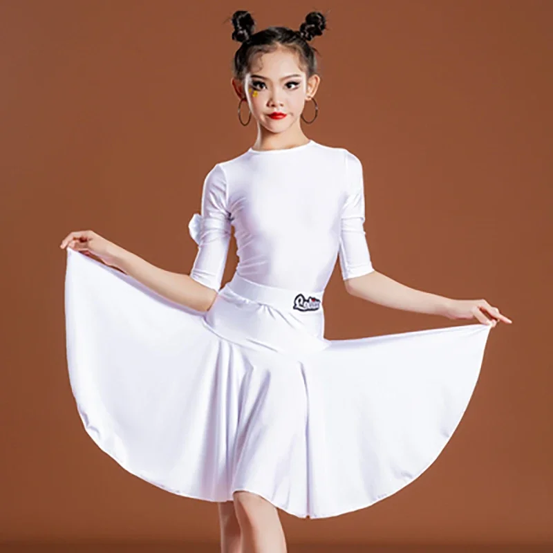 

Autumn and winter girls' Latin dance professional competition prescribed clothing Children's standard big skirt suit performance