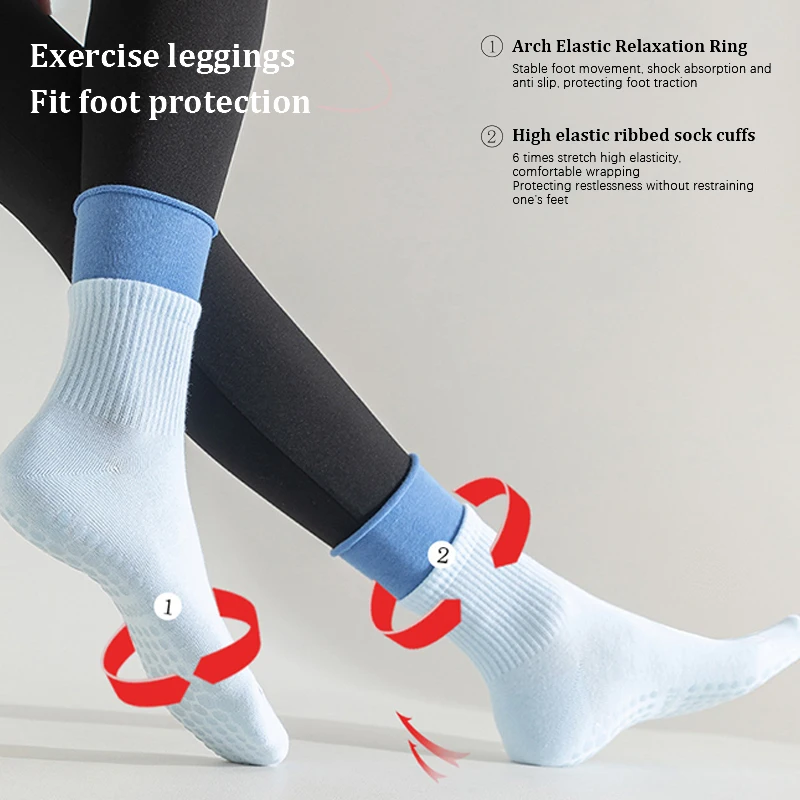 

Cotton Breathable Mid-calf Yoga Socks Solid Color Striped Anti-slip Sports Socks Pilates Socks Dance Fitness Training Socks