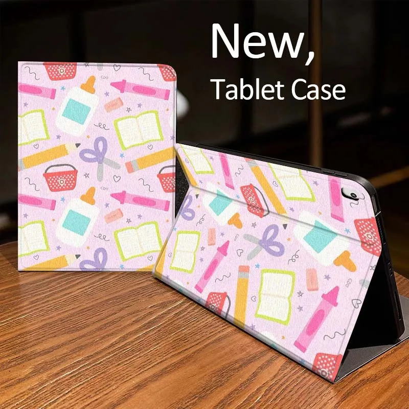 

Cartoon Curved Pencil Pattern For iPad Pro mini Air 1 2 4 3 5 6 7 8gen 9gen 11 M2 M3 M4 6th 7th 10th 11th Gen 2025 Tablet Case