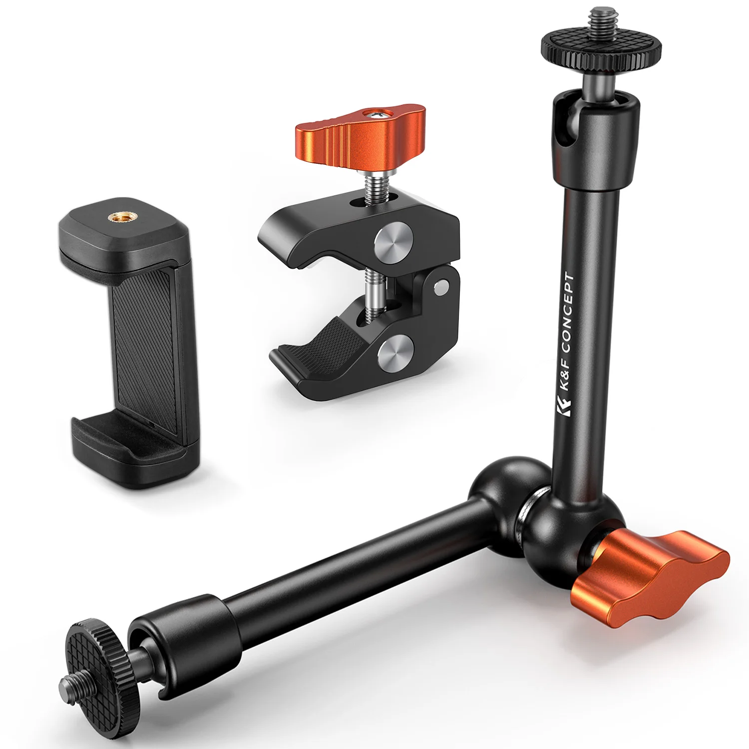 K&F CONCEPT 9.8" Magic Arm Klemset met 1/4" & 3/8" Schroefdraad 360° Kogelkoppen Gearticuleerde Magic Arm Camera Bevestiging Flexibel
