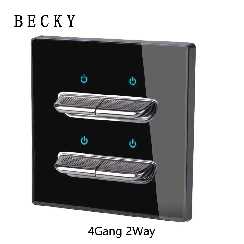 Black Tempered Glass Wall Switch Panel Led European 16a Socket Retro Toggle Light Switch Eu Uk Standard 2usb Socket 1Gang-4gang image 3
