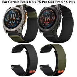 Quickfit 26mm 22mm Army Green&Black Nylon Strap For Garmin Fenix 8 47mm 51mm E 7 7X Pro 6 6X Pro 5 5X Plus Enduro 3 2 Wristband