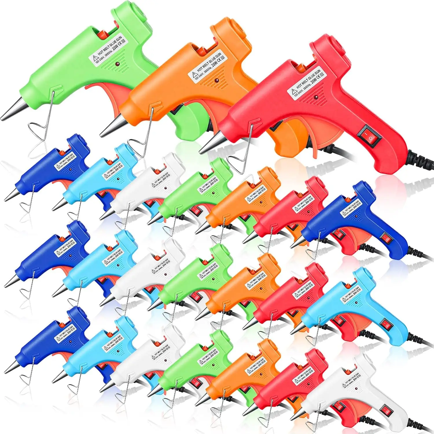 

24 Mini Hot Glue Guns, Fast Preheating & Easy Squeeze for DIY Crafts, School Projects, Home Repairs in Assorted Colors