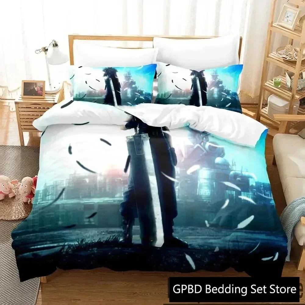 

Luxury New 3D Print Crisis Core Final Fantasy VII Bedding Set Double Twin King Duvet Cover Pillowcase Boys Girls Adults Bedroom