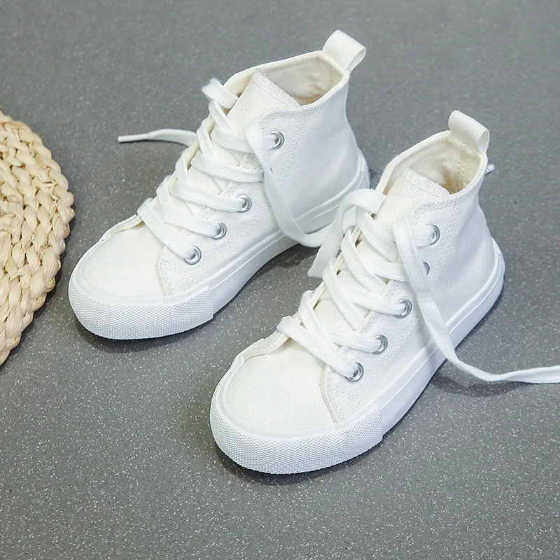 2024 New Children Canvas Shoes Spring Autumn Boys Girls Fashion High-top Sneakers Baby Cute Candy Color Casual Shoes