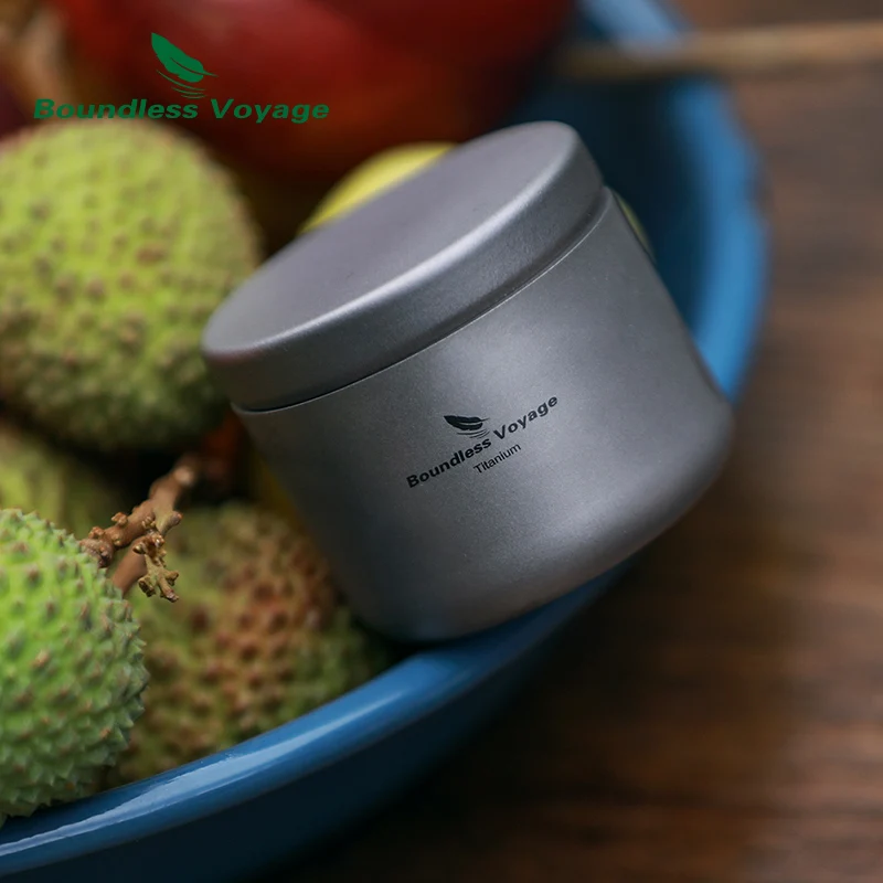 Boundless Voyage Titanium Tea Jar Mini Size Tea Canister Ultralight Portable Tin Jar for Loose Tea, Coffee, Spices, Beans, Sugar