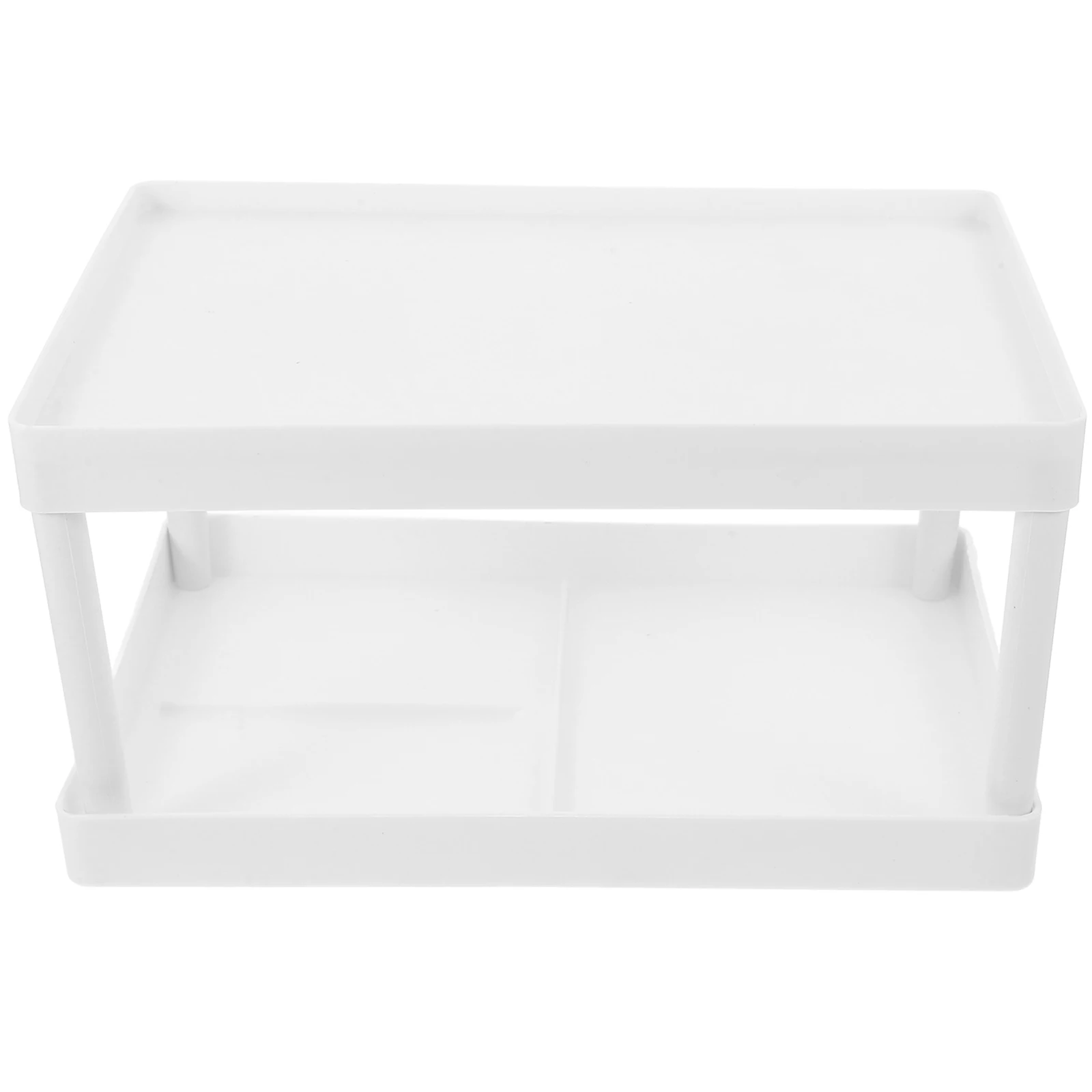 

Double Layer Desktop Shelf White Space Saving Organizer Storage Rack Lipstick Holders Multifunctional Countertop Corner