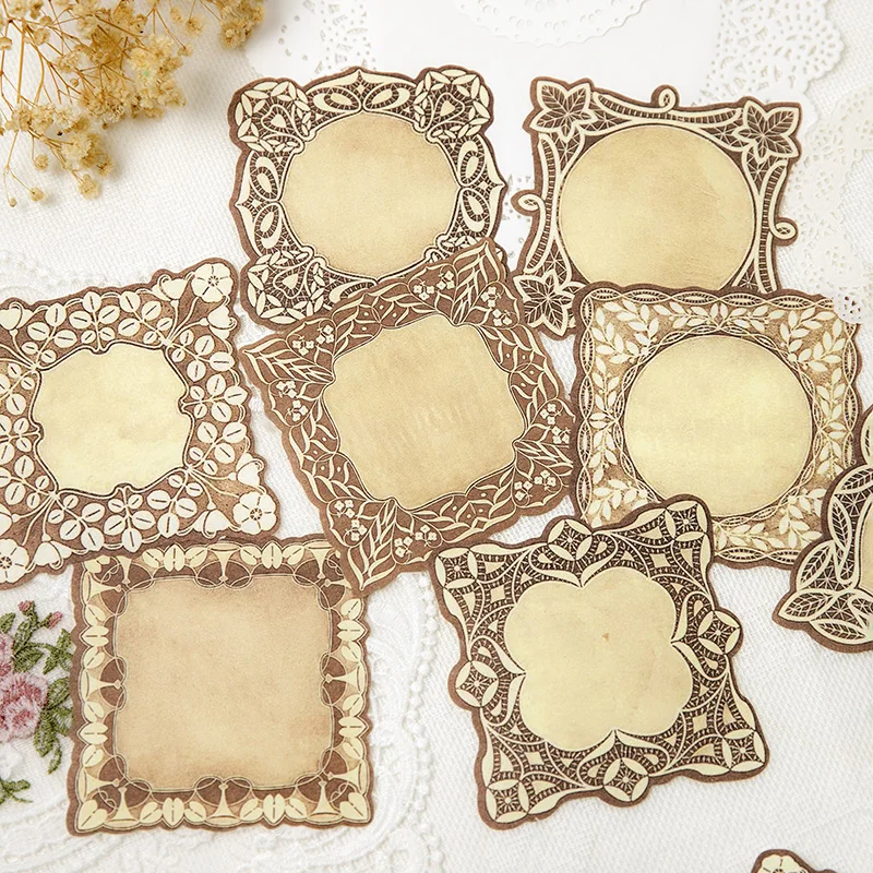 Yoofun 40pcs/pack Vintage Lace Material Paper for Scrapbooking Journal Gifts Craft Making Decor Papers Retro Stationery