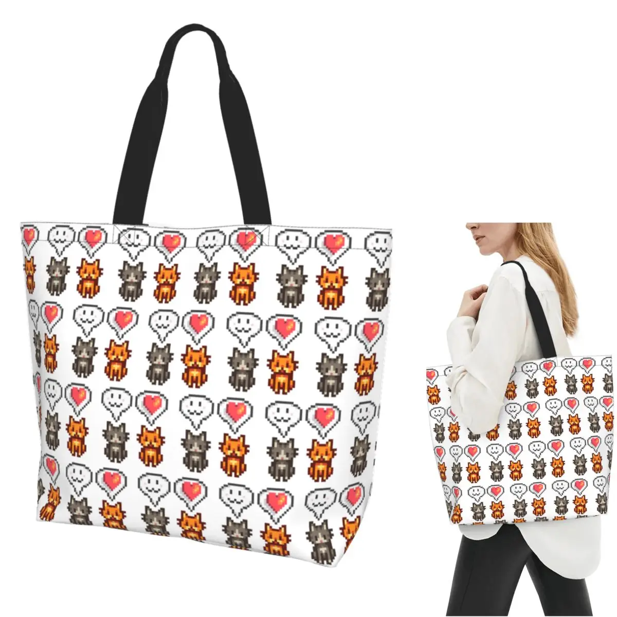 Stardew Valley Video Gamer Shopping Tote Bag Canvas Large Capacity Shoulder Bags Shopper Grocery Handbag for Women