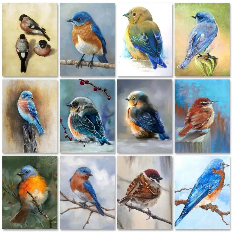 

GATYZTORY Picture Painting By Numbers For Adults Birds Animals Drawing Coloring By Numbers Handmade Acrylic Paint For Home Decor