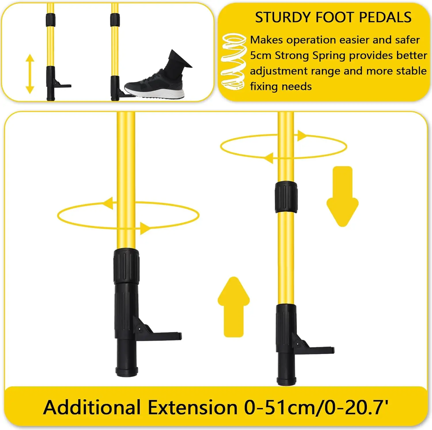 เสาเลเซอร์แบบยืดหดได้พร้อมเกลียวขนาด 1/4 นิ้ว และ 5/8 นิ้ว สำหรับเลเซอร์แบบหมุนและแบบเส้นตรง ความยาว 4 เมตร/13.45 ฟุต