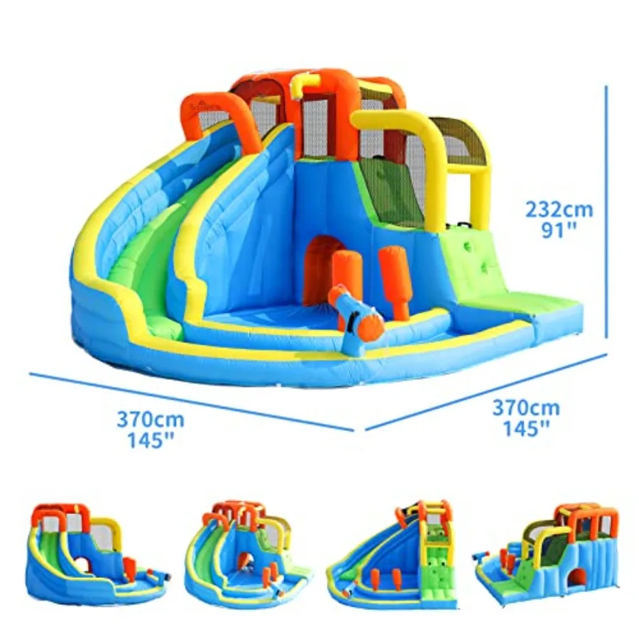 Opblaasbaar waterglijbaan springhuis voor opblaasbaar waterpark met splash zwembad springkasteel voor waterbounce in de achtertuin