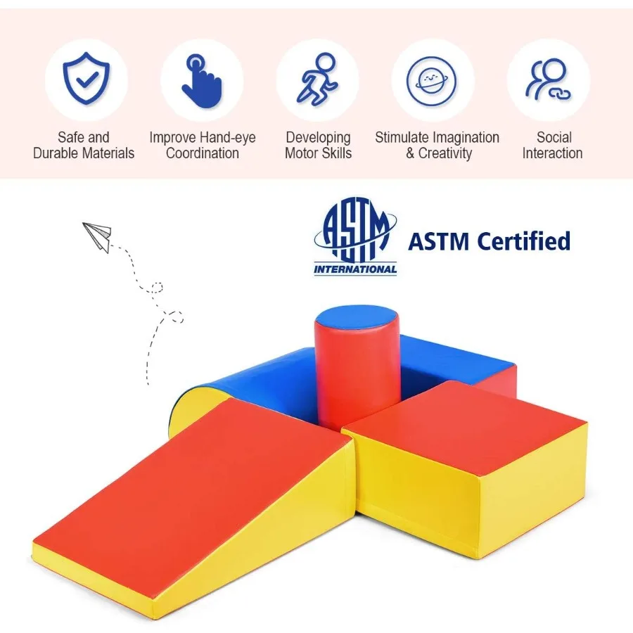 ชุดของเล่นโฟมคลานและปีนป่าย ชุดของเล่นโฟมสีสันสดใส 5 ชิ้น ชุดของเล่นน้ำหนักเบาแบบอินเทอร์แอคทีฟ ของเล่นคอมโพสิตสำหรับเด็กเล็ก