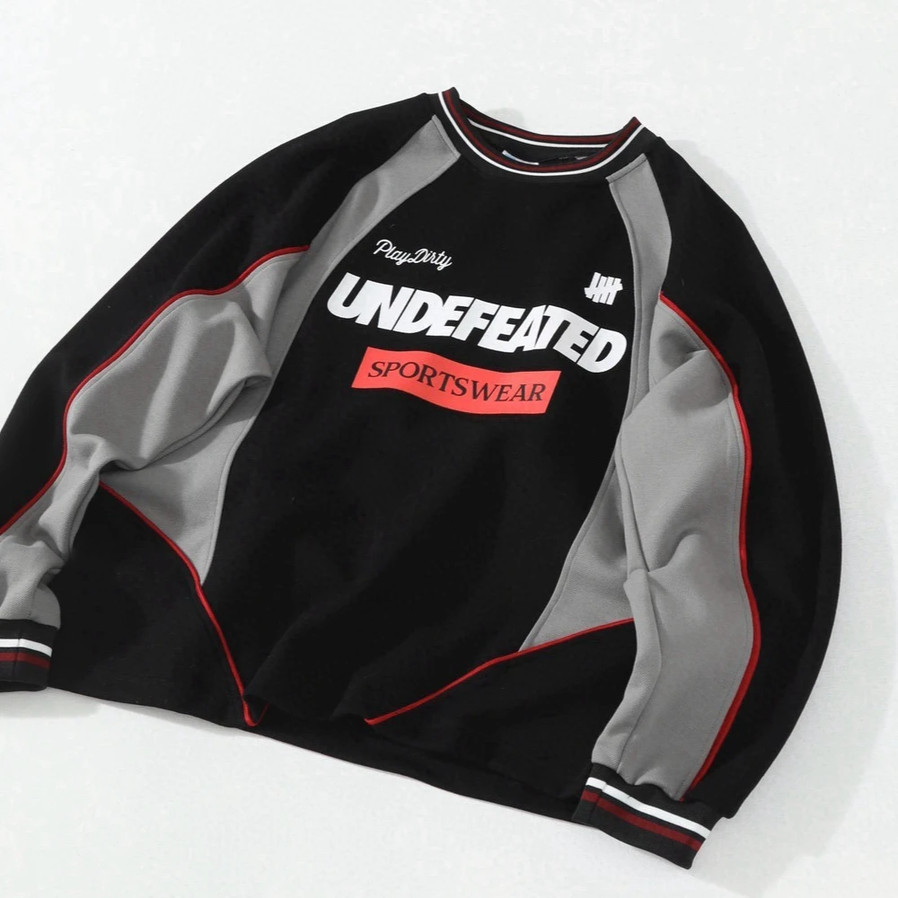 UNDEFEATED Five-Strike Hockey Colorblock Sweatshirt | Men's Vintage Jersey Pullover | Mid-Weight Lyocell Pique Streetwear
