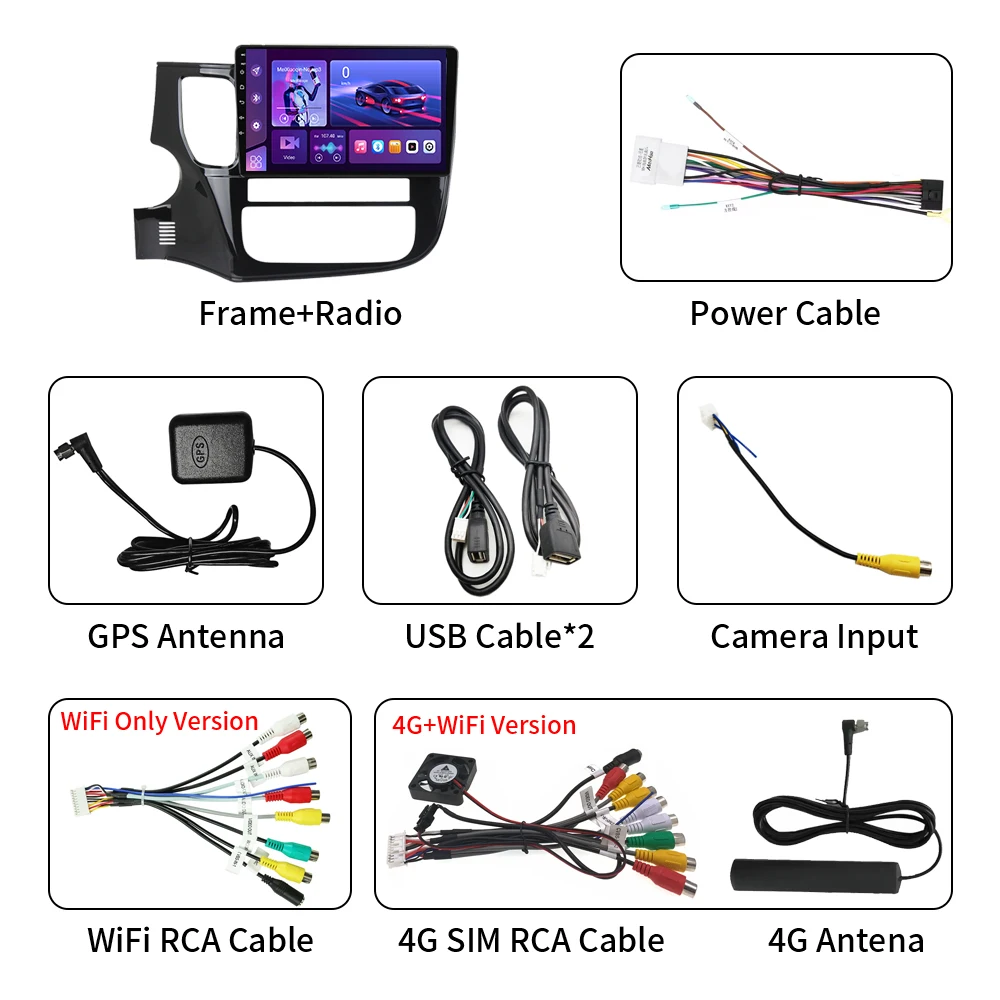Android 16 Carplay Auto Radio reproductor Multimedia para Mitsubishi Outlander 2012 - 2018 Autoradio GPS estéreo 4G 2din unidad principal 6