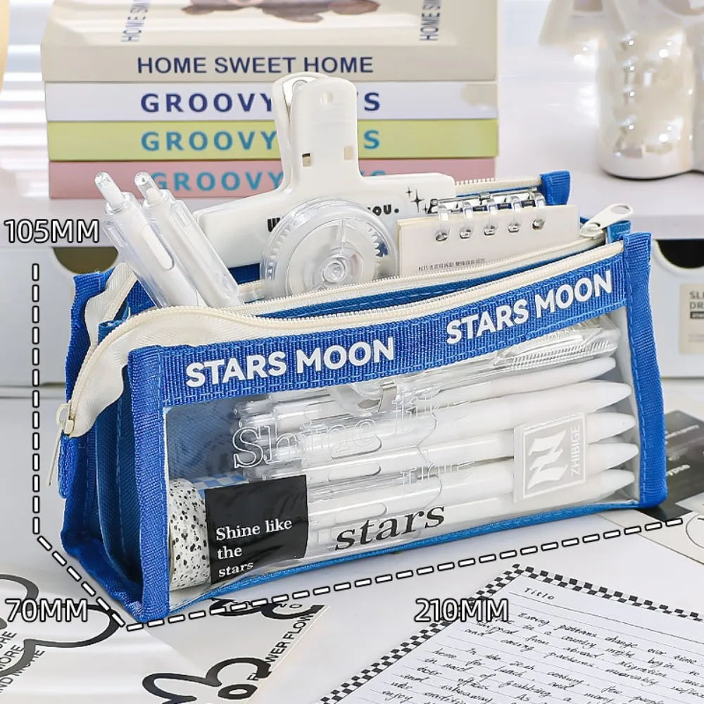 

Triangle PVC Transparent Pencil Case Three-dimensional Transparent Stationery Storage Bag Clear Waterproof