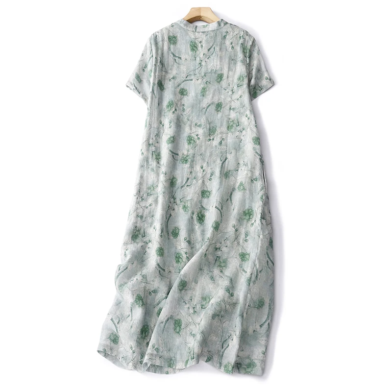 جديد القطن الكتان ort Sve ميدي الدكتور المرأة ريترو تصميم ألف خط تنورة عالية الخصر تخفيف Sle الصيف Faion Dr #2