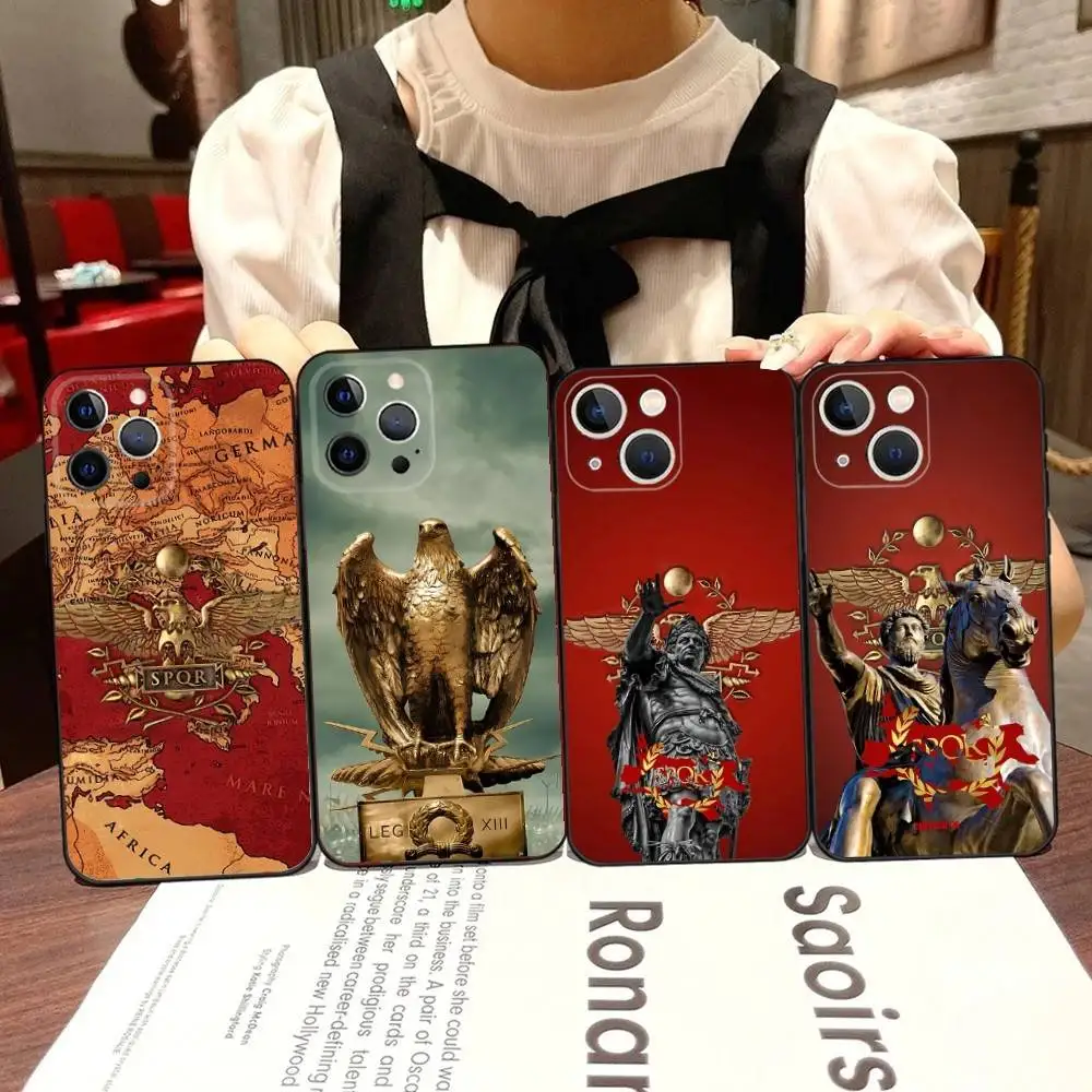 

SPQR Rome Phone Case For iPhone 16,15,14,13,12,11,Pro,X,XS,Max,XR,Plus,Mini Black Soft Silicone Case