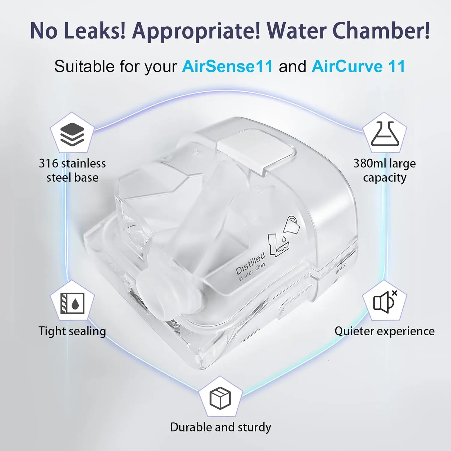 CPAP Humidifier Water Box Water Chamber Tank Compatible with ResMed AirSense 11 Sleep Breathing Machine Short Description