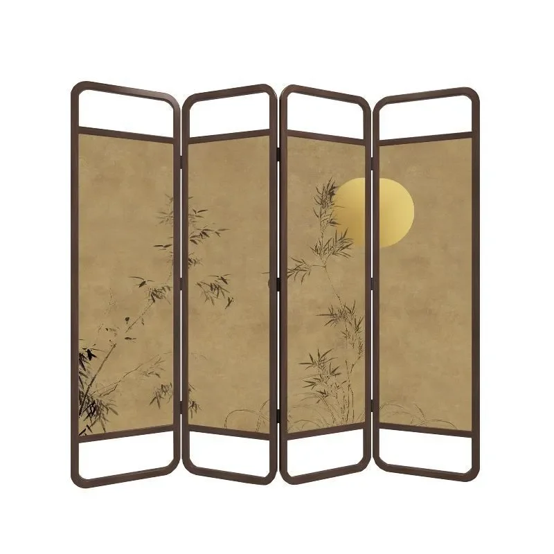 Bamboo Folding Screen Divider Zen Style Room Partition for Living Room Office Tea Space Portable Background Panel
