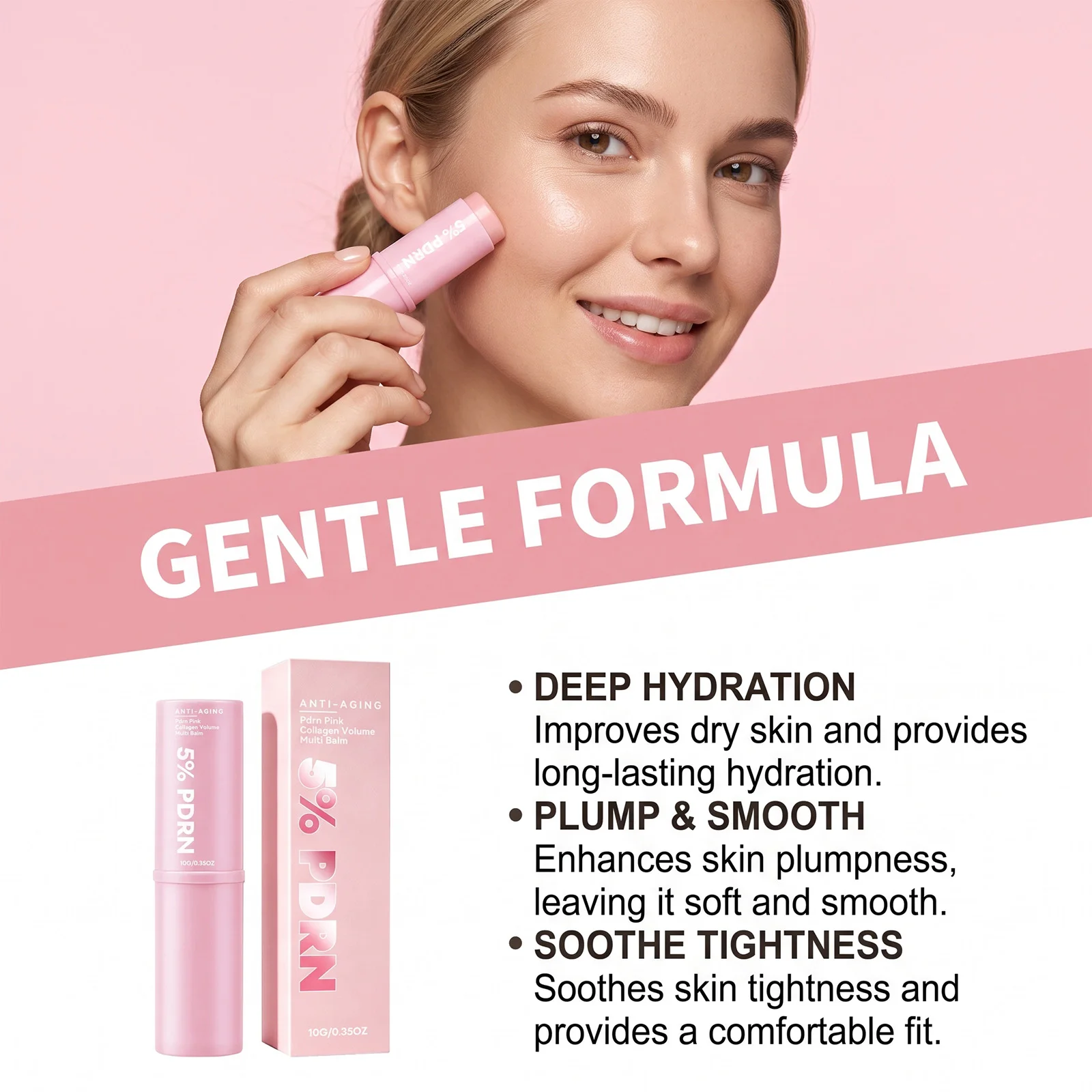 PDRN Pink Collagen Multi Balm Stick All In One Volufiline PDRN NAD Stick Helping Look of Fine Lines Firming Care Lip Care