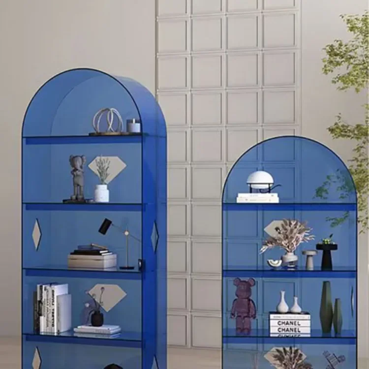 Custom Arched Floor Storage Rack Living Room Office Handmade Acrylic Bookshelf Multi-Layer Storage