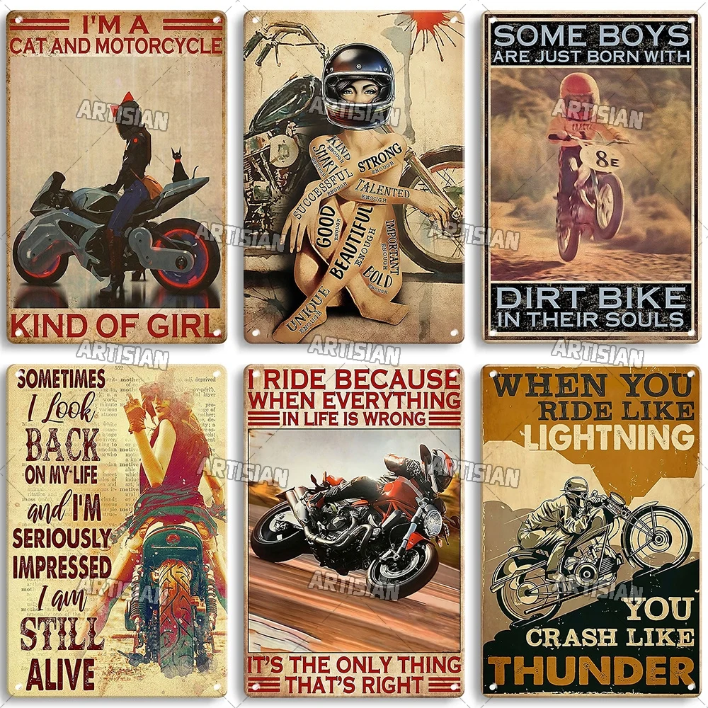 Artisian Riding Metal Plaque Motorcycle Tin Poster Motorbike Decorative Sign Wall Decor Garage Bar Pub Club Hotel Cafe Kitchen