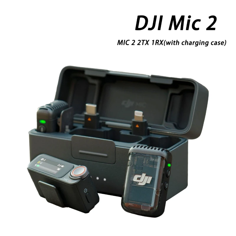 original DJI mic 2 wireless microphone with Intelligent Noise Cancelling 32-bit float optimized sound 250m range Brand New