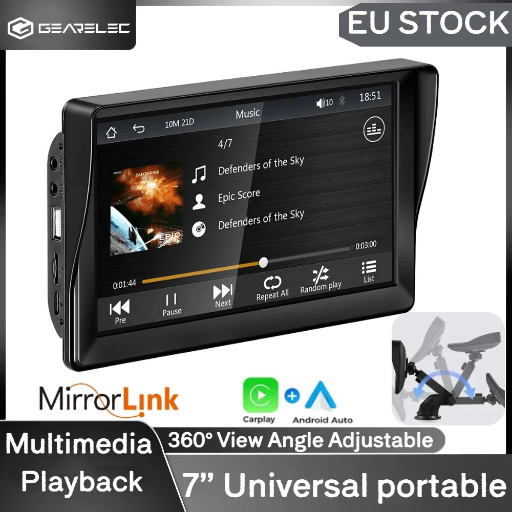 7 Inch Car Radio Portable Wireless Apple CarPlay Android Stereo Touch Screen Bluetooth Navigation Car multimedia display