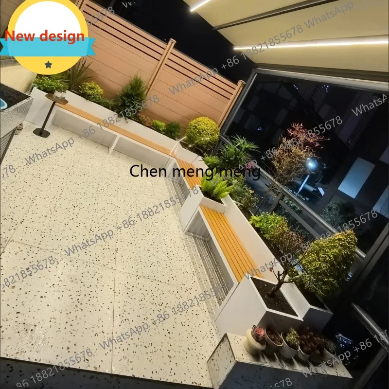 D80 Nordic Creative Outdoor Flower Box Seat Modern Design Courtyard Terrace Stainless Steel Booth Garden Furniture Muebles