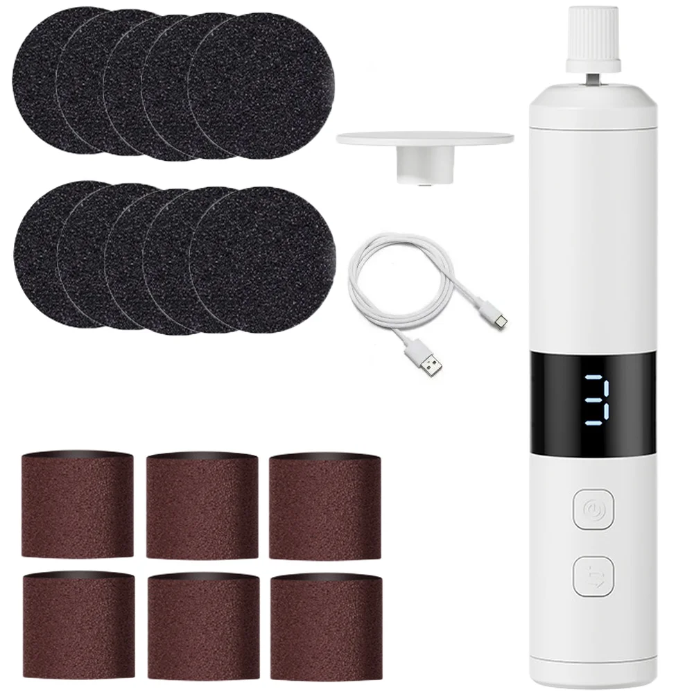 Electric Foot Scraper with 10 Replaceable Grinding Discs 6 Nail Files 3 Settings Charging and Reversible Motor