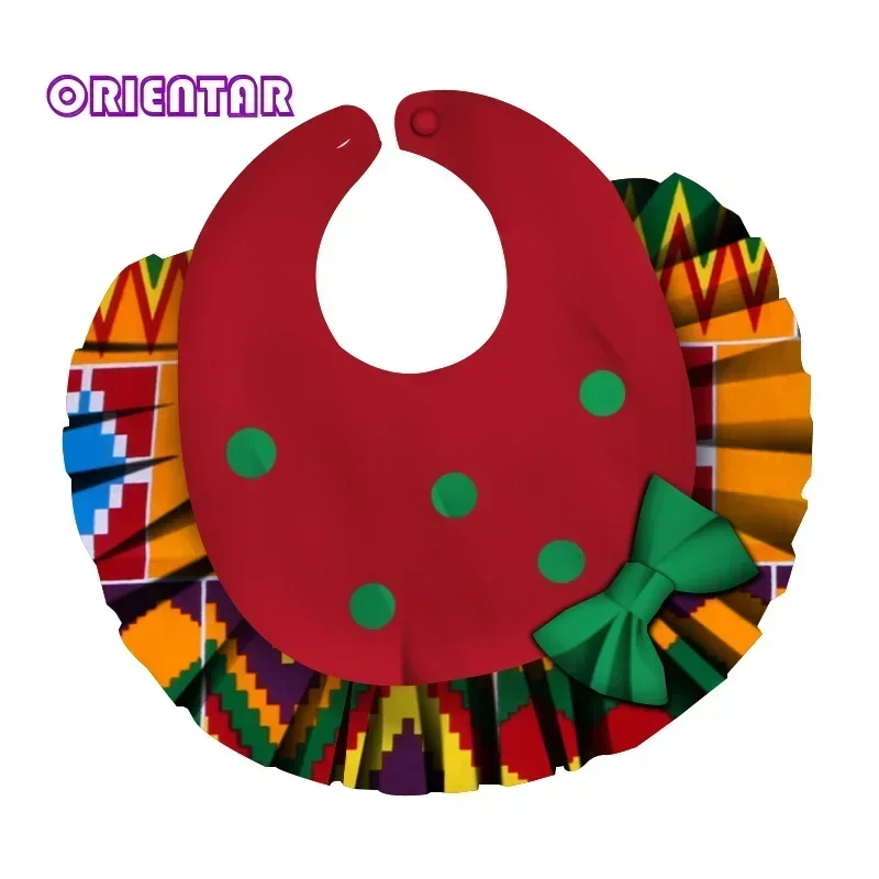 Cute African Bib Necklace for Baby Kids African Print Cotton Round Pleated Newborn Bibs African Baby Clothes Decoration WYB432