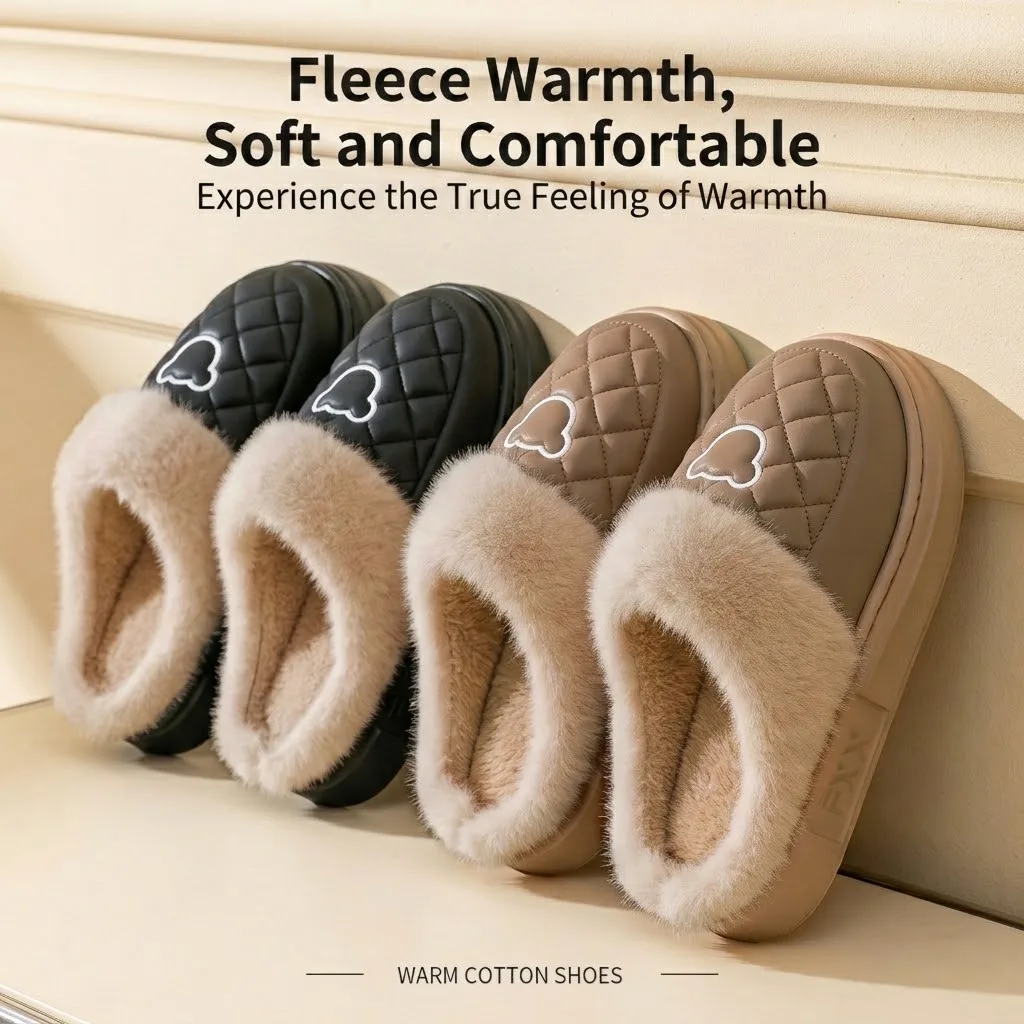 Herren Damen Winter Warme Hausschuhe Wasserdichte Plattform Dicke Sohle Fell-Slides Gemütliche Plüsch Rutschfeste Weiche Indoor Outdoor Baumwoll-Mules – Detail 9
