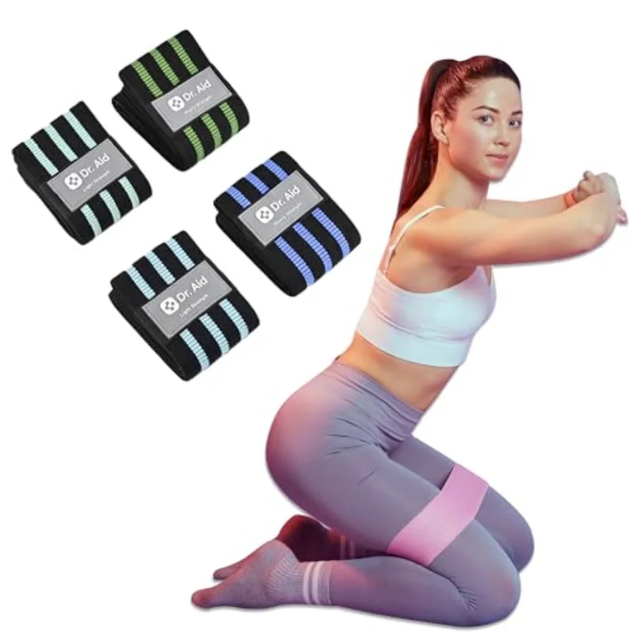 

Fabric Resistance Bands for Women & Men – 4 Booty Bands Set (2 Sizes, 2 Tension Levels) – Non-Slip, Non-Curl, Tear-Resistant, Ex