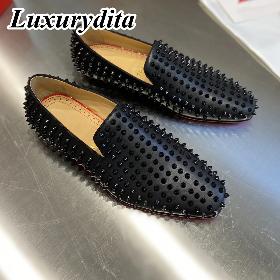 

Top High Quality Mens Trendy Casual Shoes Luxury Mens Real Leather Shoes Size 38-48 Designr Red sole Business dress Shoes H2189