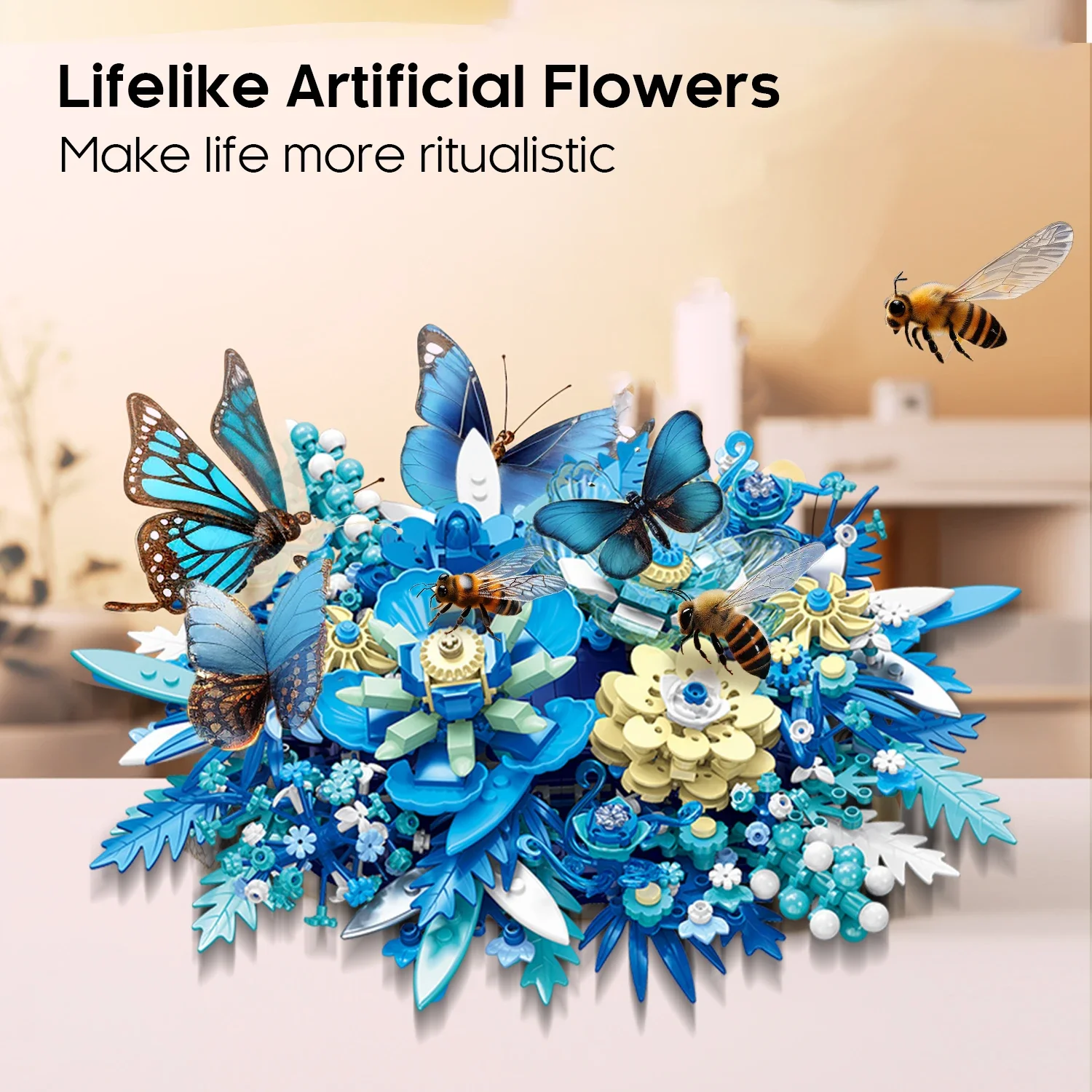 917PCS Fantasy Flower Bouquet Building Blocks Preserved Flowers Assembly Model Bricks Creative Home Decor Children Toys Gifts