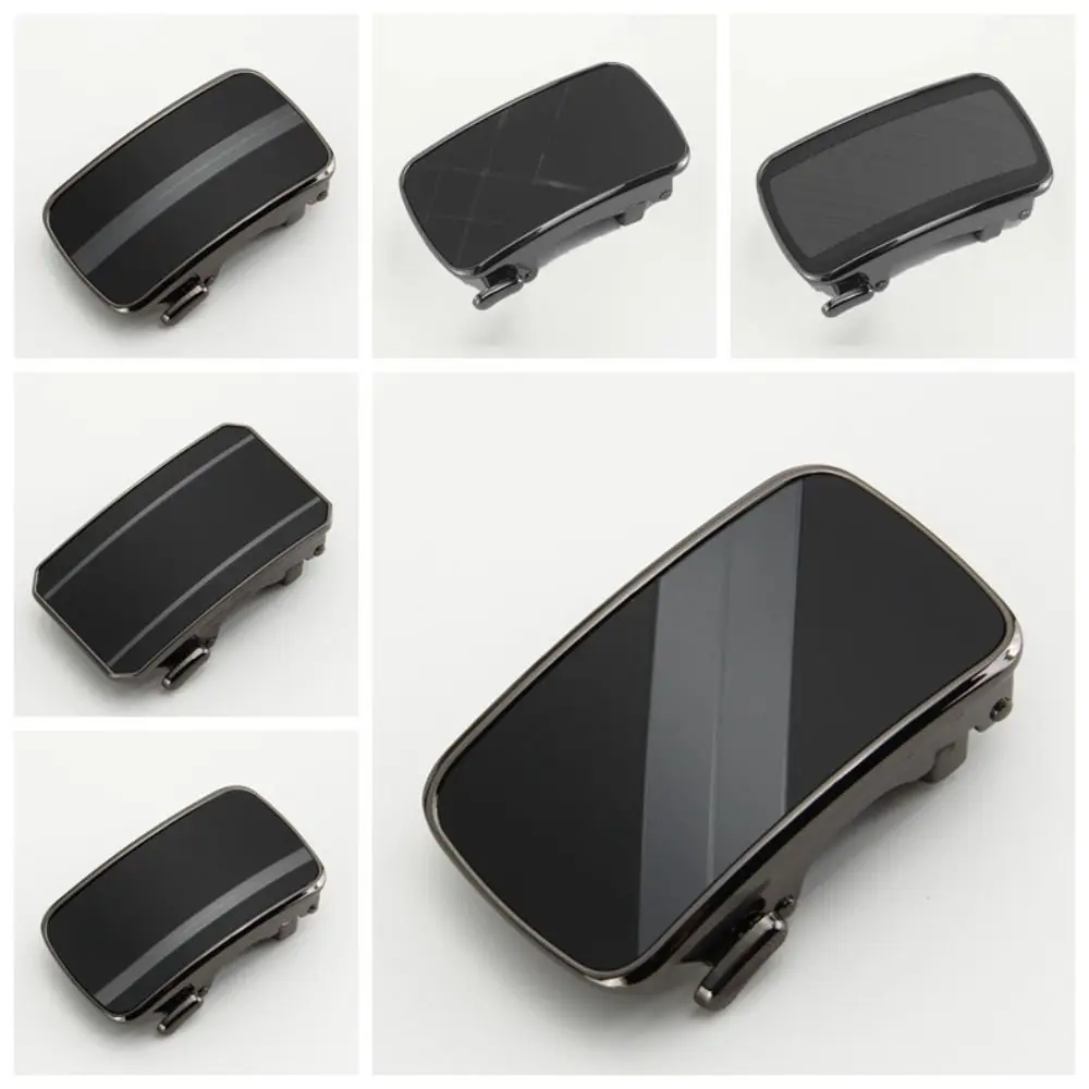Gesper Sabuk Lebar Bahan Alloy 3.5CM Hitam untuk Pria, Tekstur Tahan Lama, Gesper Otomatis, Hadiah untuk Ayah/Pacar