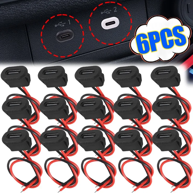 High-Quality TYPE-C 2Pin Injection Glue Female Waterproof Connector USB Charging Port for LED Lights Electric Bike Fast Charging