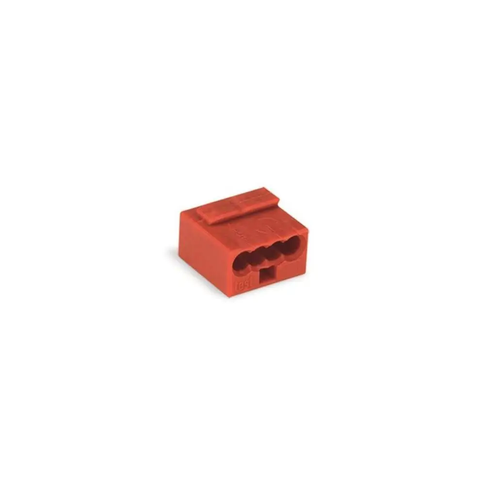 WAGO Miniature Push Wire Connector for Junction Box 4-Conductor Terminal Block, Red