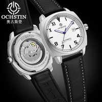 OCHSTIN High Quality Watches For Mens Automatic Mechanical Movement Wristwatch Luxury Calendar Waterproof Leather Strap Watch